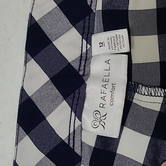 Rafaella Navy Blue & White Checkered Plaid Pullon Pants size 12 - Picture 4 of 9